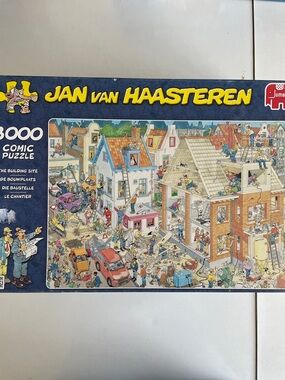 3000-Piece Comic Puzzle — Busy Building Site (Blue)